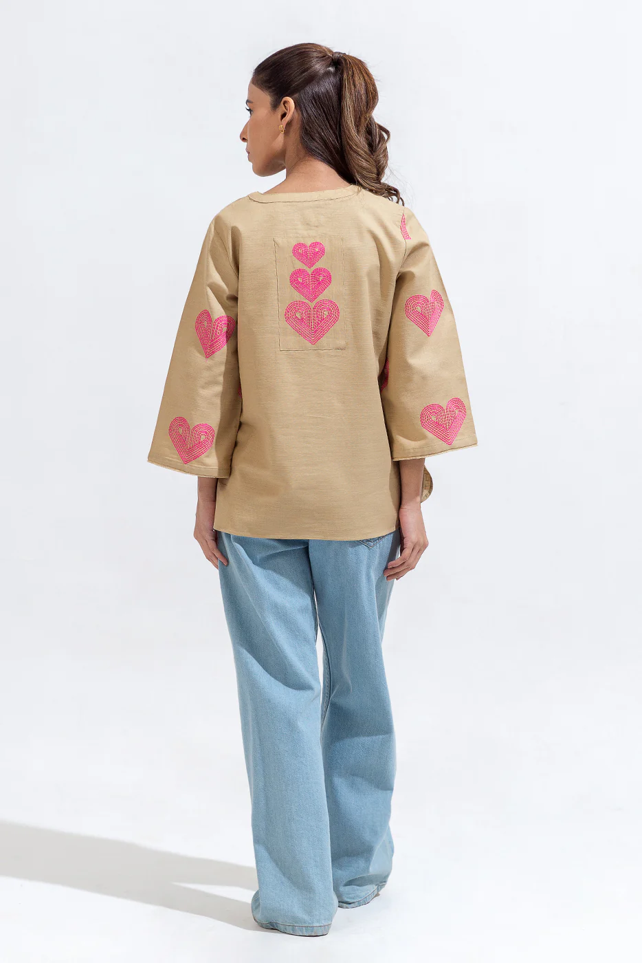 EMBROIDERED KHADDAR TOP (PRET) - Image 3