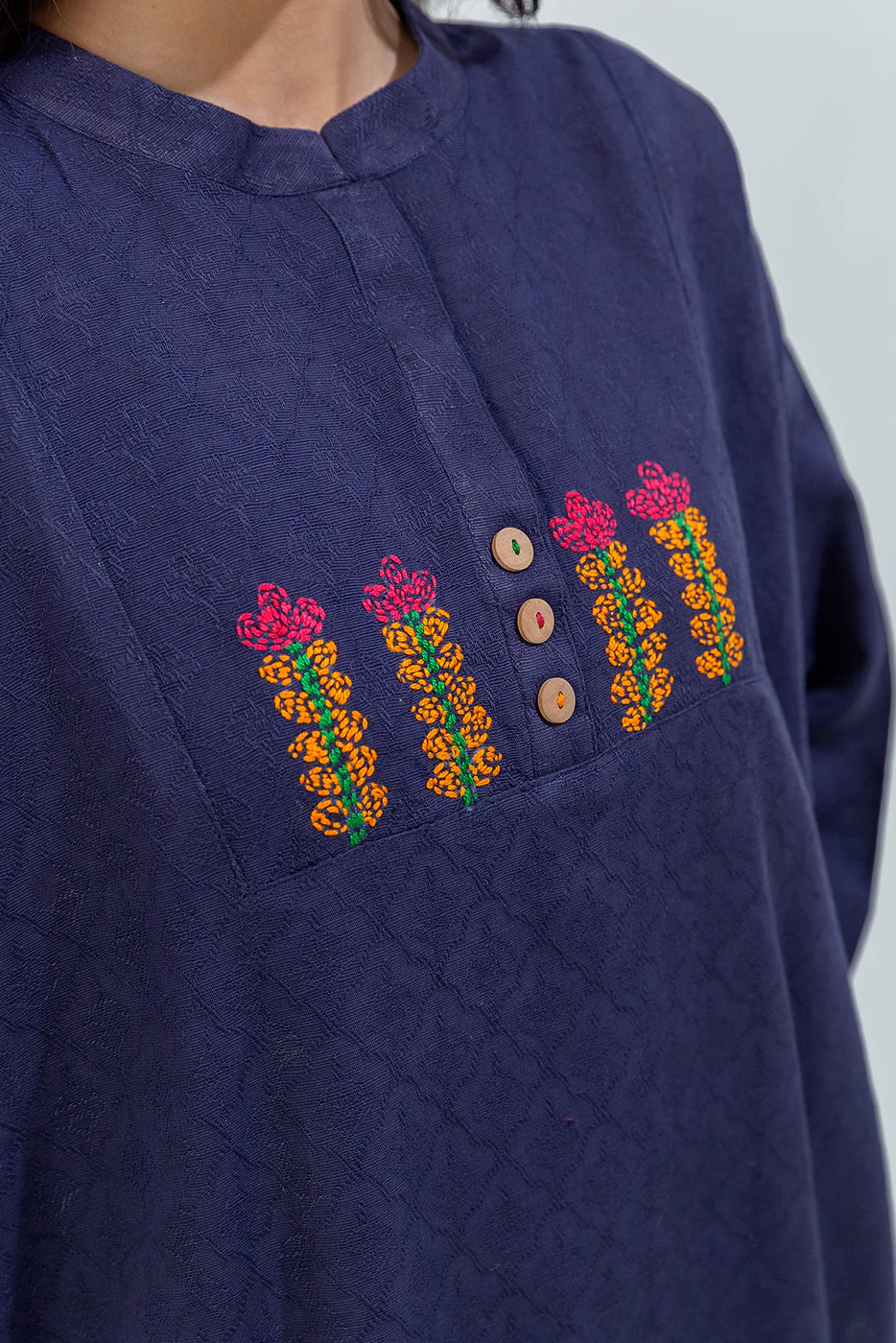 2 PIECE EMBROIDERED KHADDAR JACQUARD SUIT (PRET) - Image 2