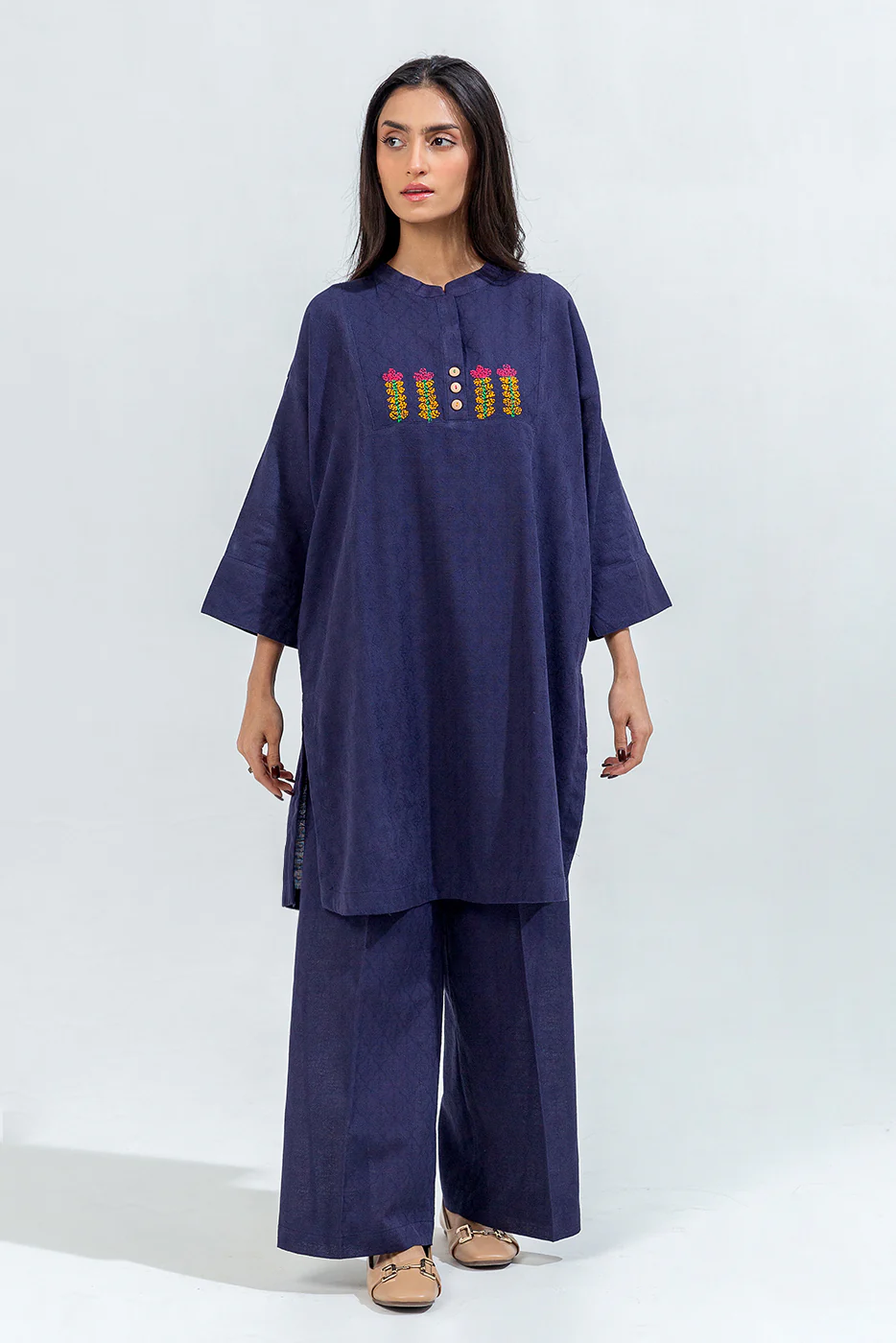 2 PIECE EMBROIDERED KHADDAR JACQUARD SUIT (PRET) - Image 5