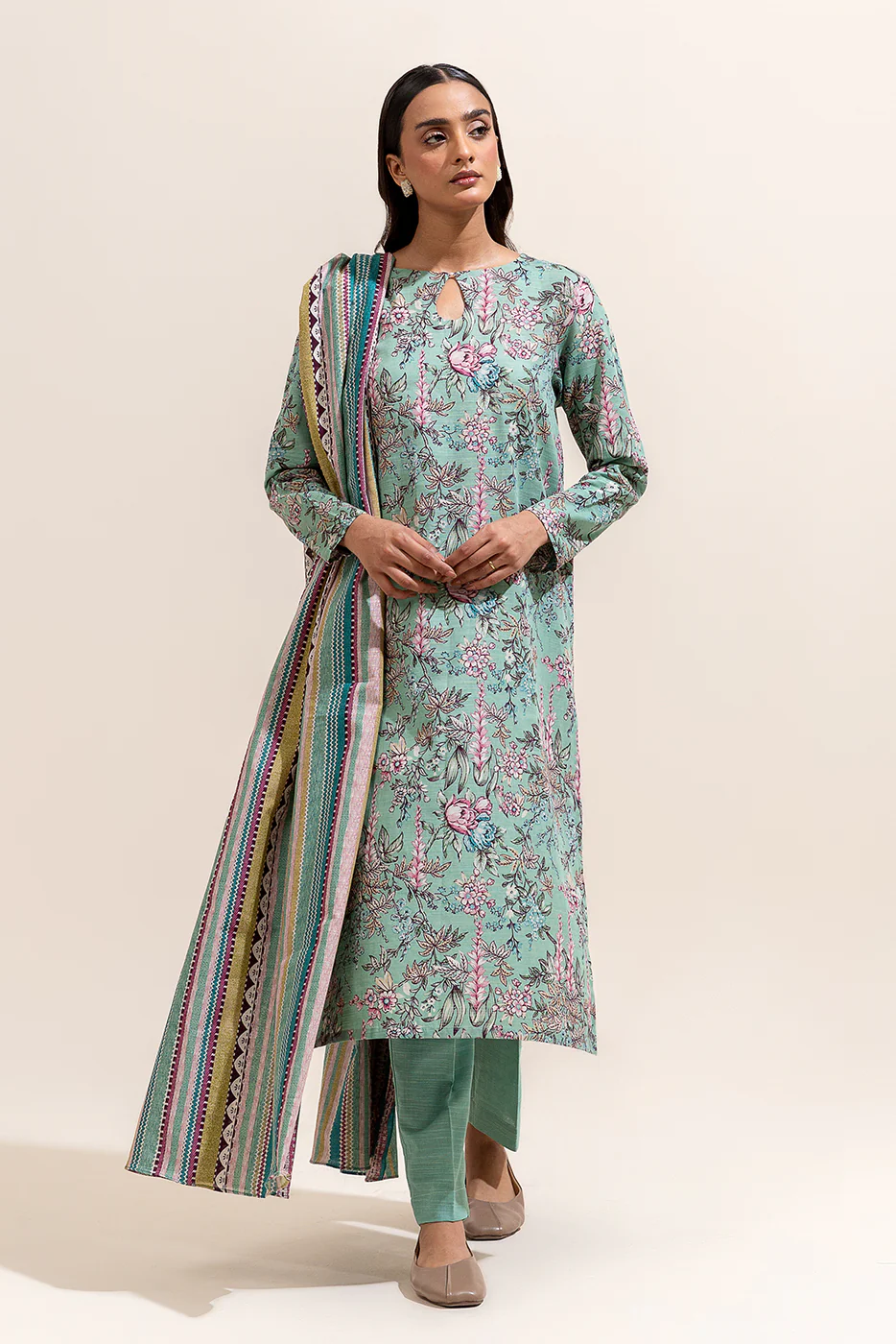 2 PIECE PRINTED KHADDAR SUIT-AQUATIC FLORA (UNSTITCHED) - Image 2