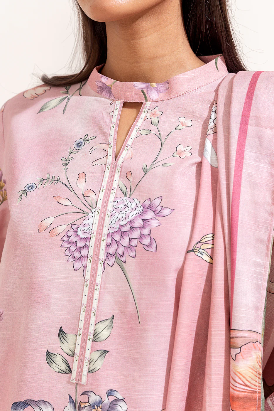 3 PIECE PRINTED KHADDAR SUIT-FIESTA FUSCHIA (UNSTITCHED) - Image 5