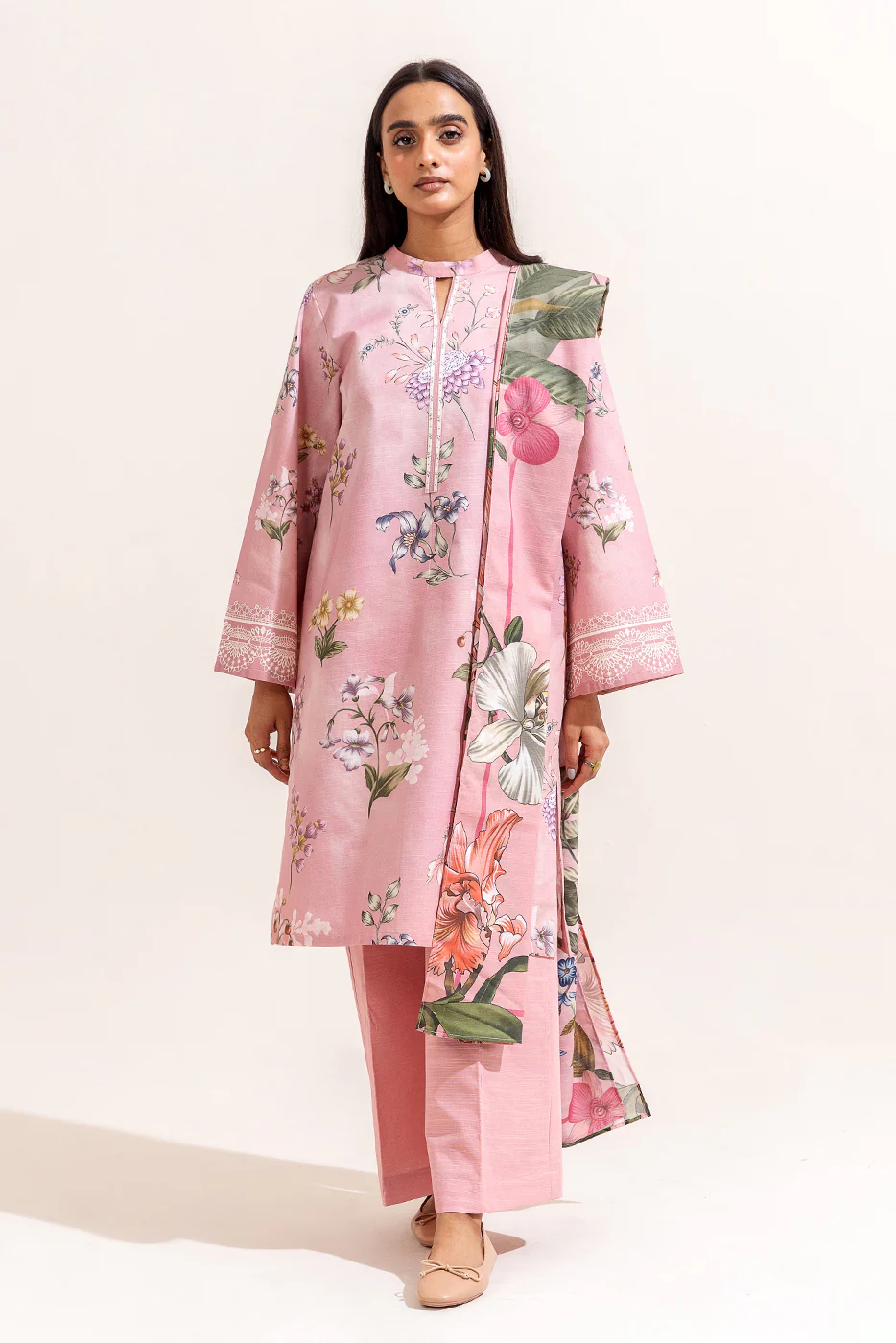 3 PIECE PRINTED KHADDAR SUIT-FIESTA FUSCHIA (UNSTITCHED) - Image 6