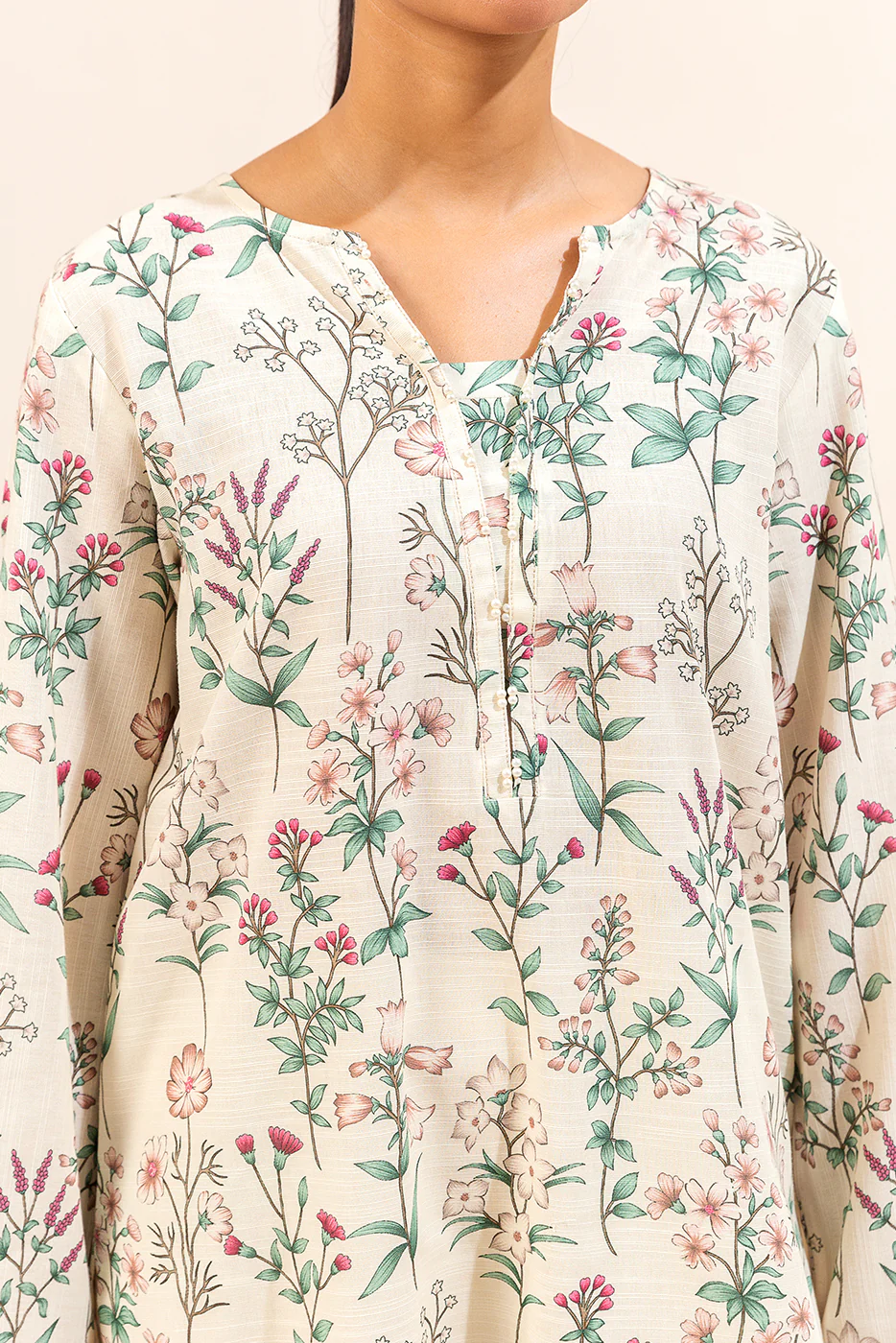 3 PIECE PRINTED KHADDAR SUIT-SAND BLOOM (UNSTITCHED) - Image 6
