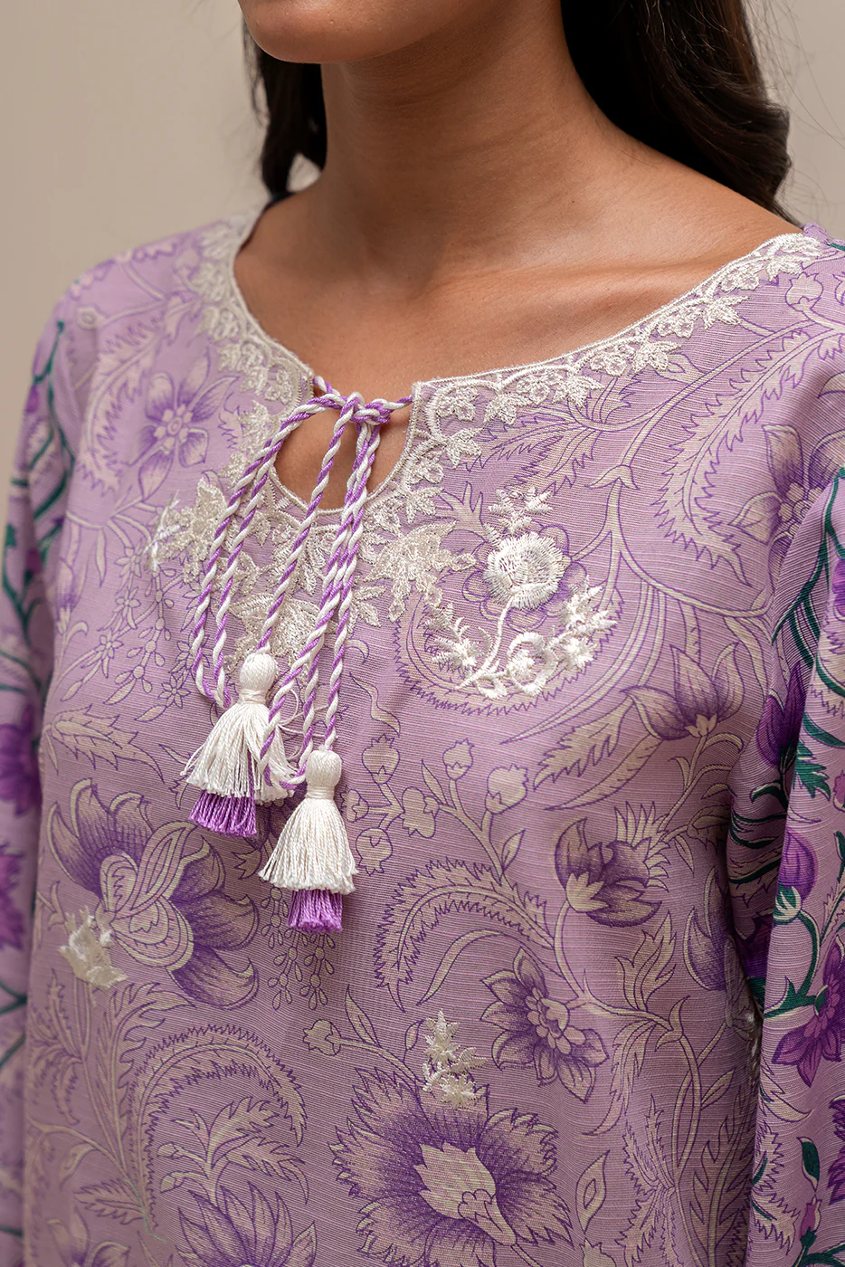 3 PIECE EMBROIDERED KHADDAR SUIT-HEATHER GLEAM (UNSTITCHED) - Image 4