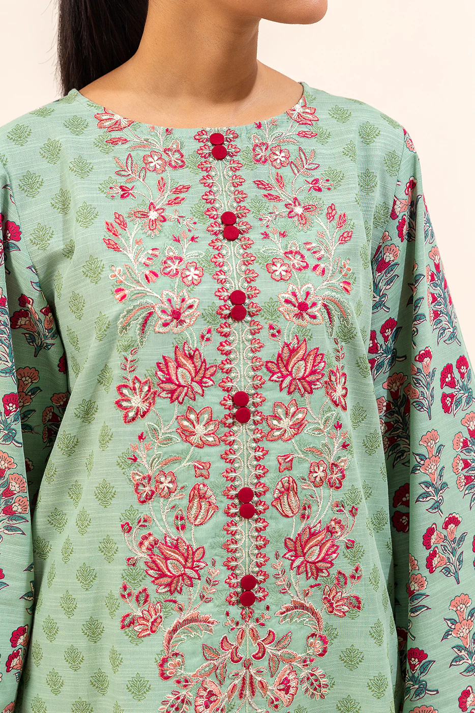 3 PIECE EMBROIDERED KHADDAR SUIT-CARNATION SERENITY (UNSTITCHED) - Image 5