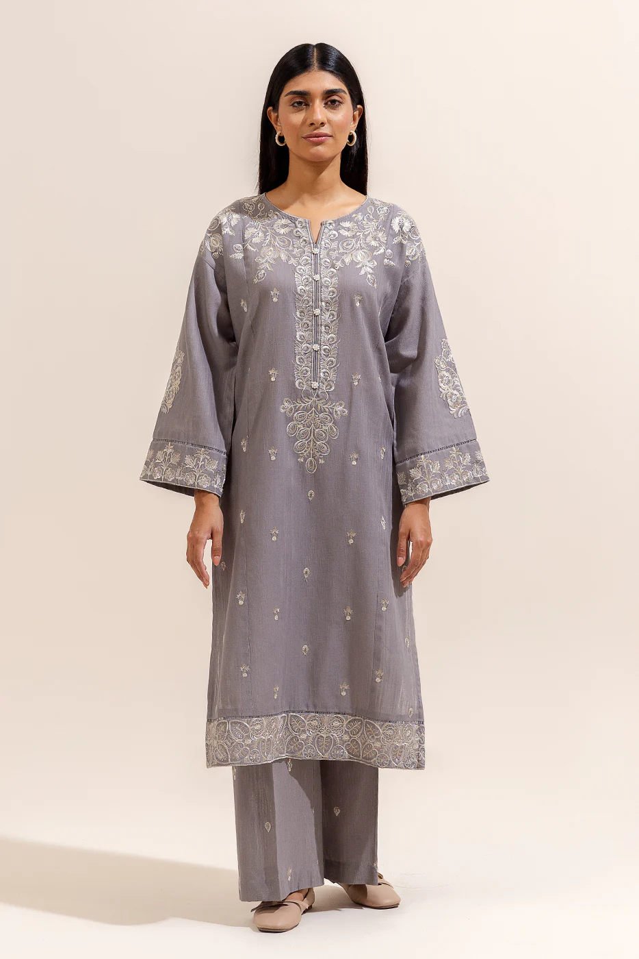 2 PIECE EMBROIDERED KHADDAR SUIT-PERSIAN PEARL (UNSTITCHED) - Image 3