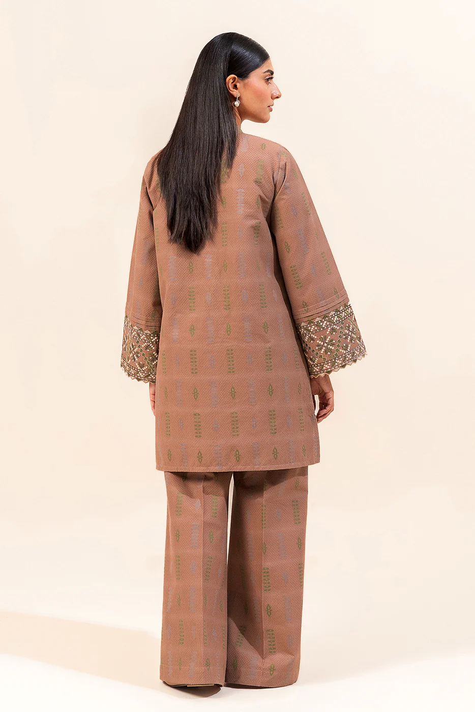2 PIECE EMBROIDERED JACQUARD SUIT-NOMADIC GREIGE (UNSTITCHED) - Image 5