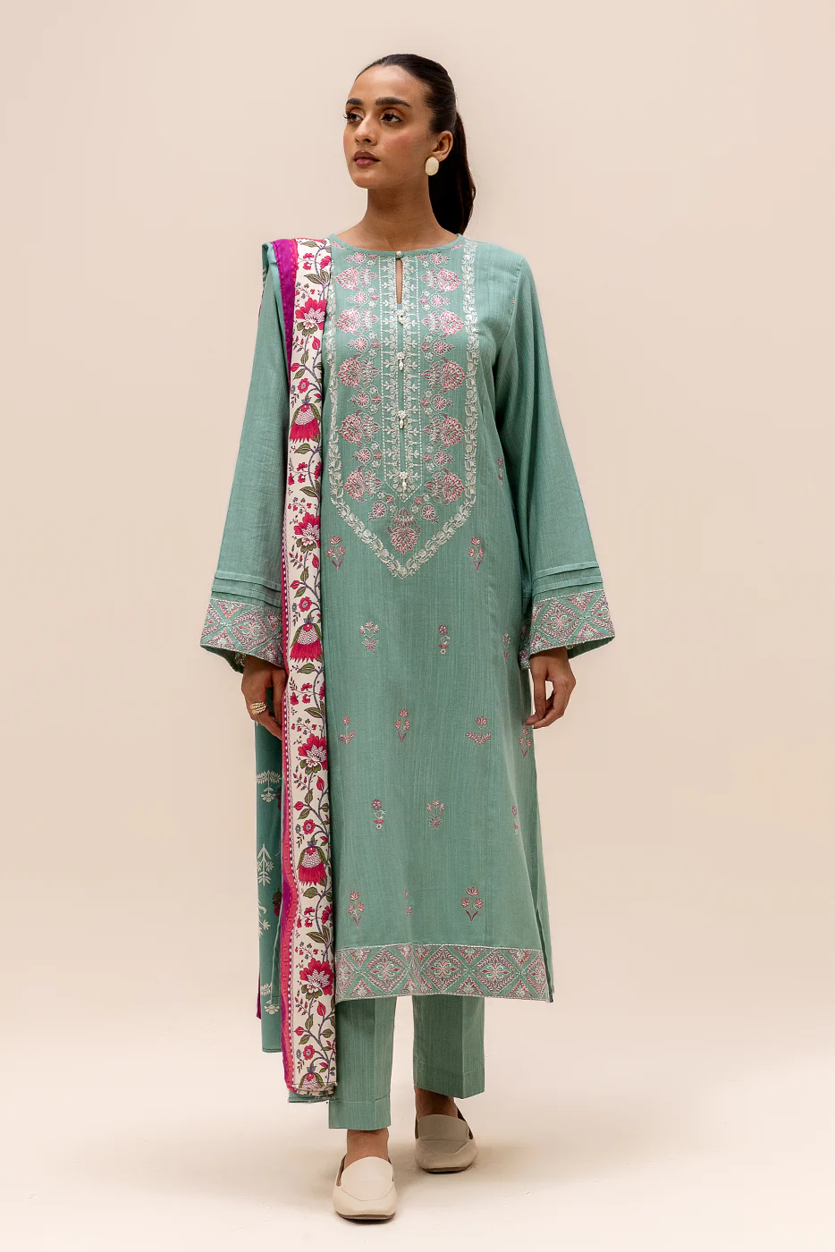 3 PIECE EMBROIDERED KHADDAR SUIT-NEVADA BLUSH (UNSTITCHED) - Image 2