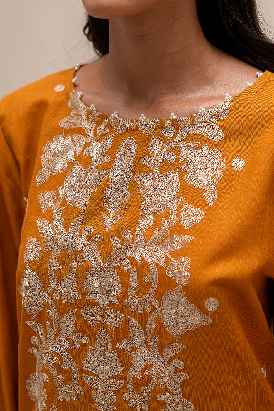 3 PIECE EMBROIDERED KHADDAR SUIT-MEDALLION LACE (UNSTITCHED) - Image 5