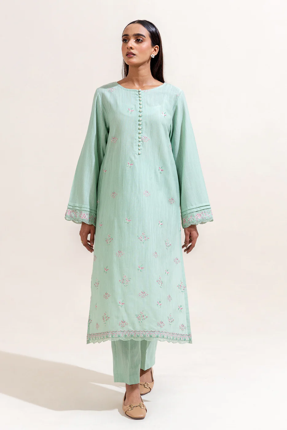 2 PIECE EMBROIDERED KHADDAR SUIT-MINT COLLISION (UNSTITCHED) - Image 2