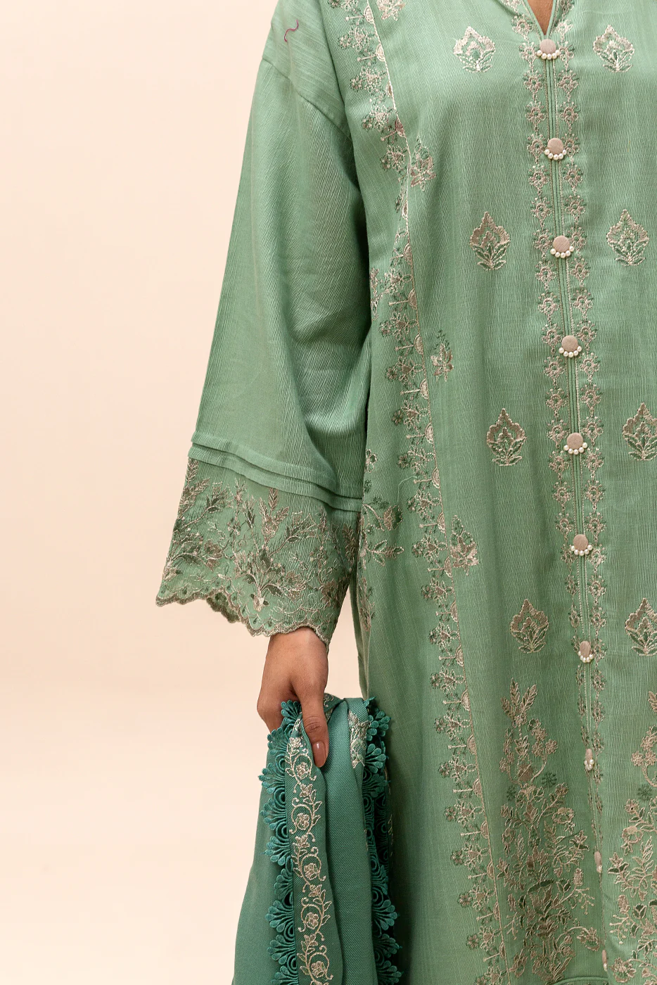 3 PIECE EMBROIDERED KHADDAR SUIT-FERN BLISS (UNSTITCHED) - Image 2