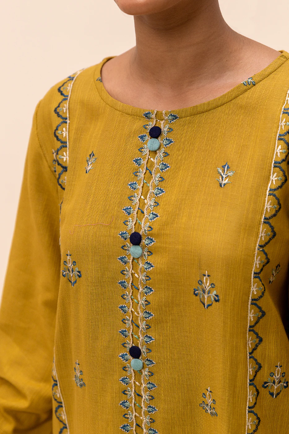 3 PIECE EMBROIDERED KHADDAR SUIT-CANARY ADORN (UNSTITCHED) - Image 6