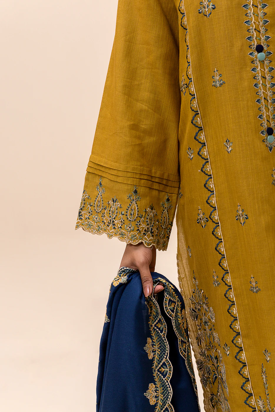 3 PIECE EMBROIDERED KHADDAR SUIT-CANARY ADORN (UNSTITCHED) - Image 7