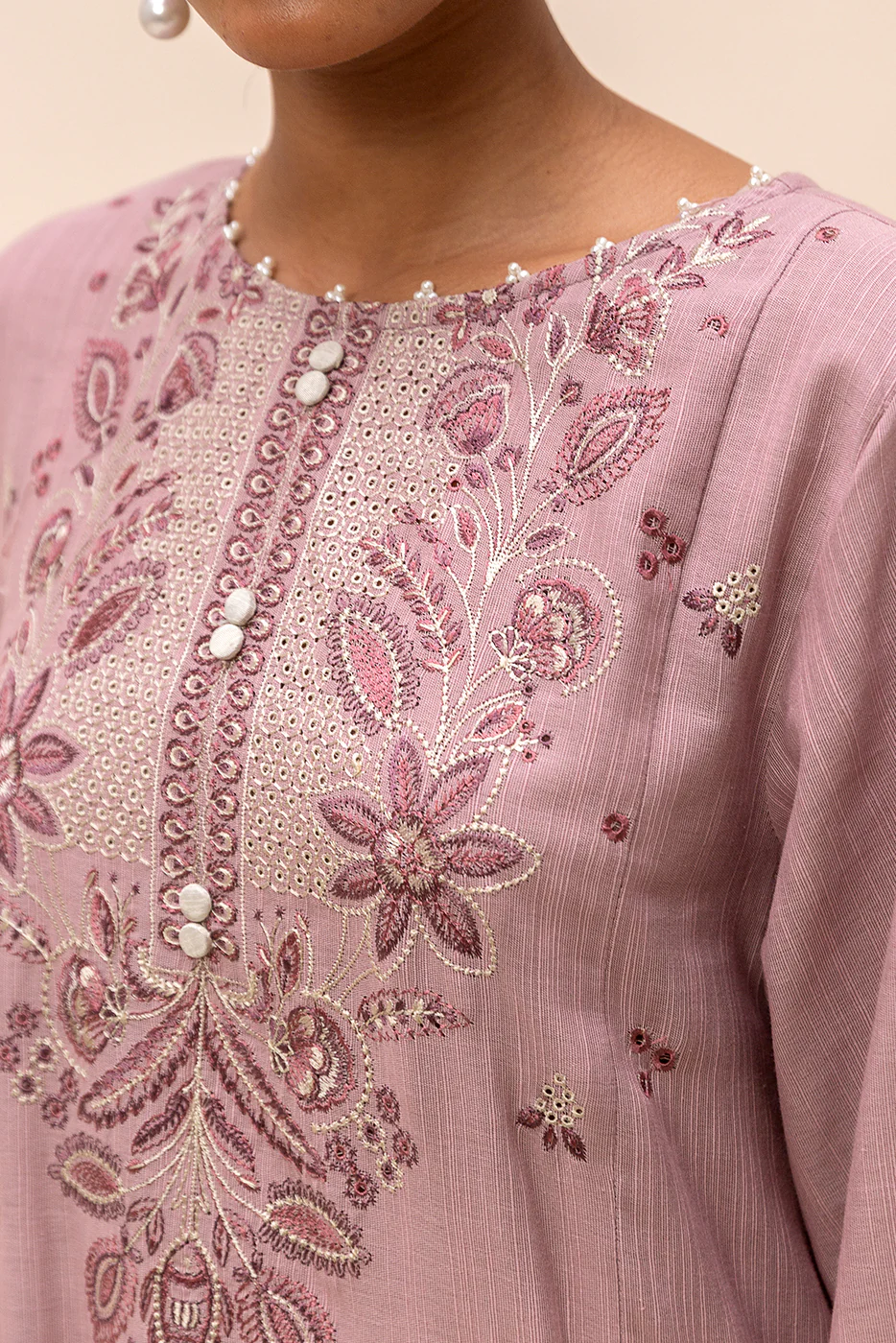 3 PIECE EMBROIDERED KHADDAR SUIT-BRITTANY ROSE (UNSTITCHED) - Image 6