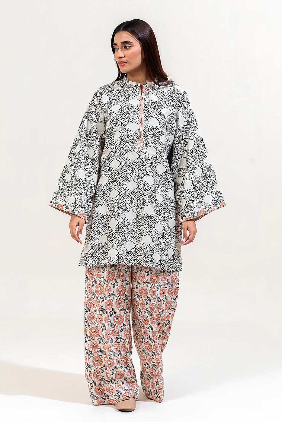 2 PIECE PRINTED KHADDAR SUIT-IVORY MAZE (UNSTITCHED) - Image 2