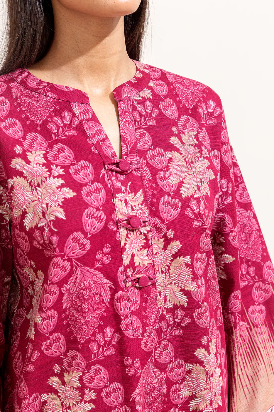 3 PIECE PRINTED KHADDAR SUIT-SCARLET BLOOM (UNSTITCHED) - Image 4