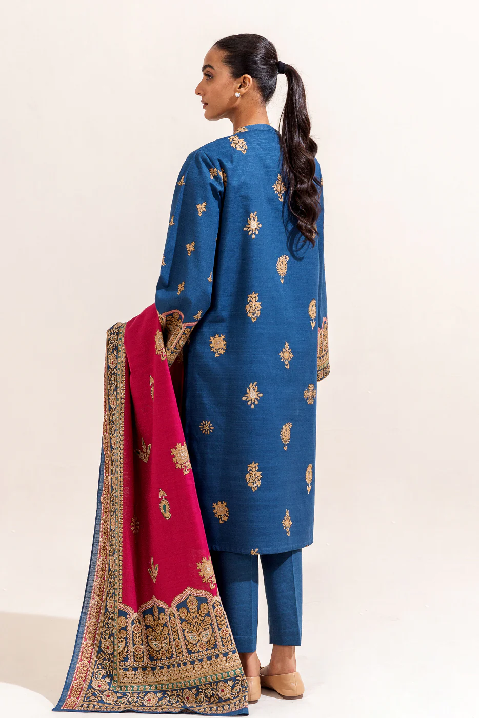 3 PIECE PRINTED KHADDAR SUIT-AEGEAN GOLD (UNSTITCHED) - Image 3