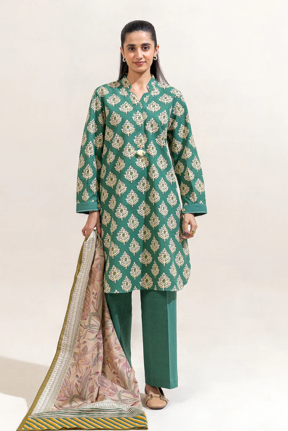 3 PIECE PRINTED KHADDAR SUIT-TEAL SERENITY (UNSTITCHED) - Image 5