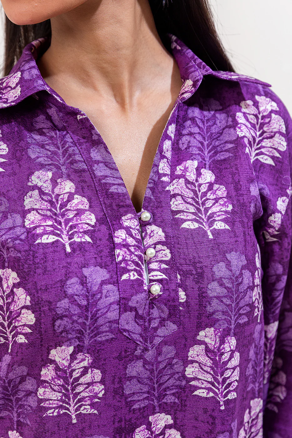 2 PIECE EMBROIDERED KHADDAR SUIT-INDIGO MUSK (UNSTITCHED) - Image 4