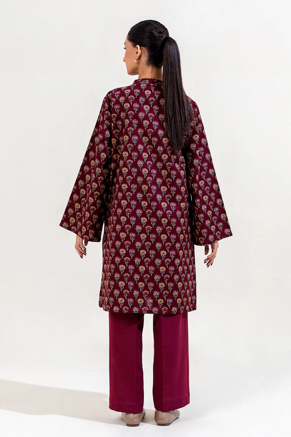 2 PIECE EMBROIDERED KHADDAR SUIT-MAROON BLOOM (UNSTITCHED) - Image 3
