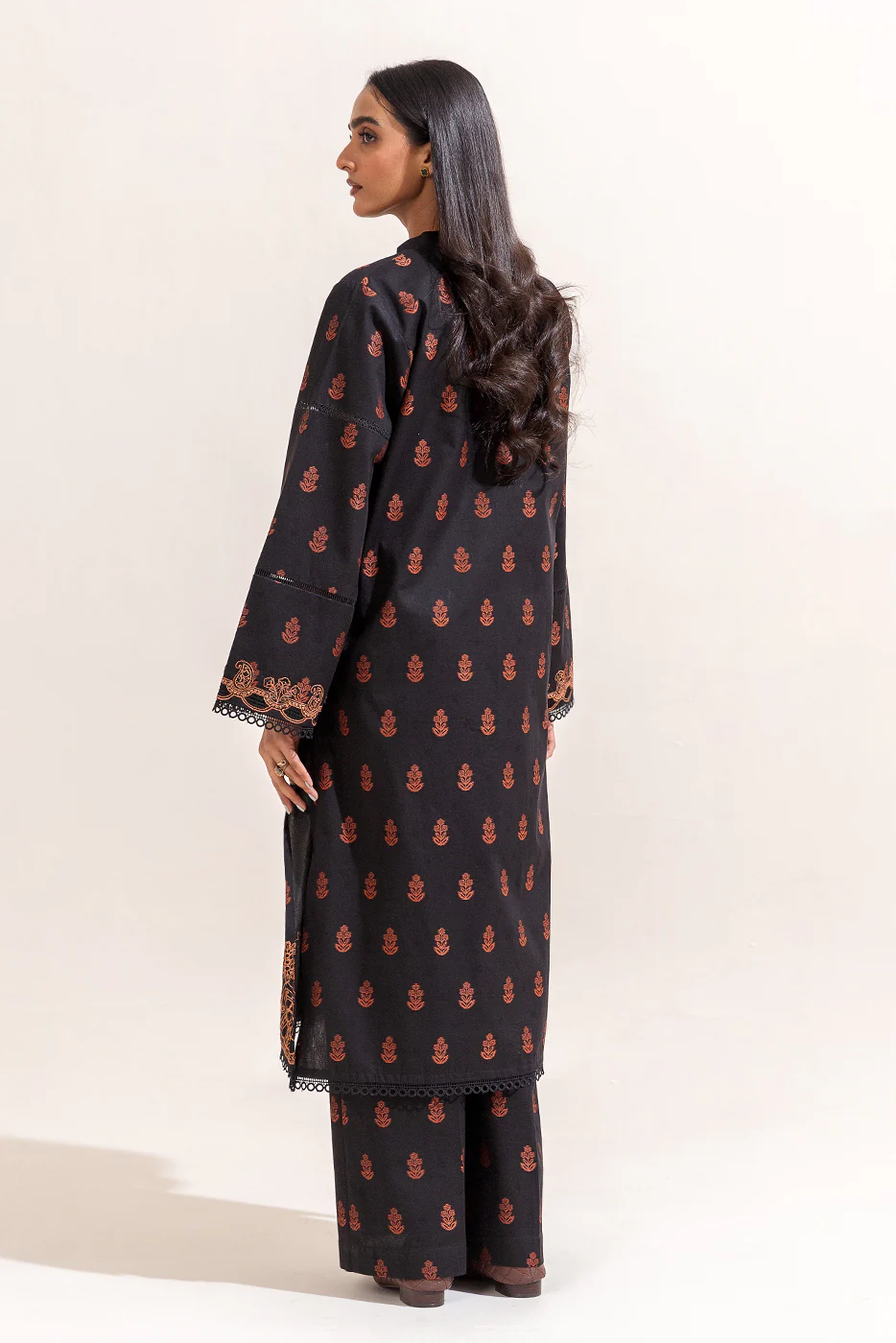 2 PIECE EMBROIDERED SELF JACQUARD SUIT-RAVEN WOOD (UNSTITCHED) - Image 4