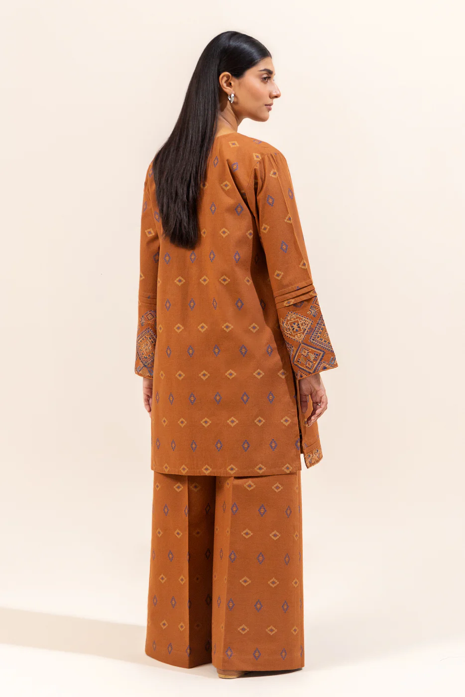 2 PIECE EMBROIDERED JACQUARD SUIT-HONEY HORIZON (UNSTITCHED) - Image 3