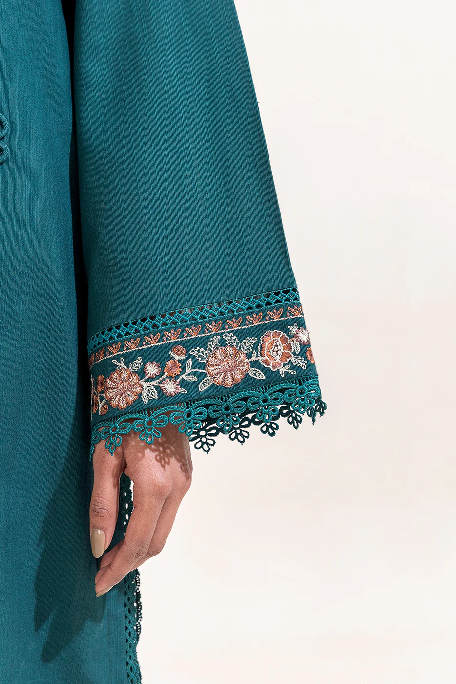 2 PIECE EMBROIDERED KHADDAR SUIT-PURSSIAN FOK (UNSTITCHED) - Image 5