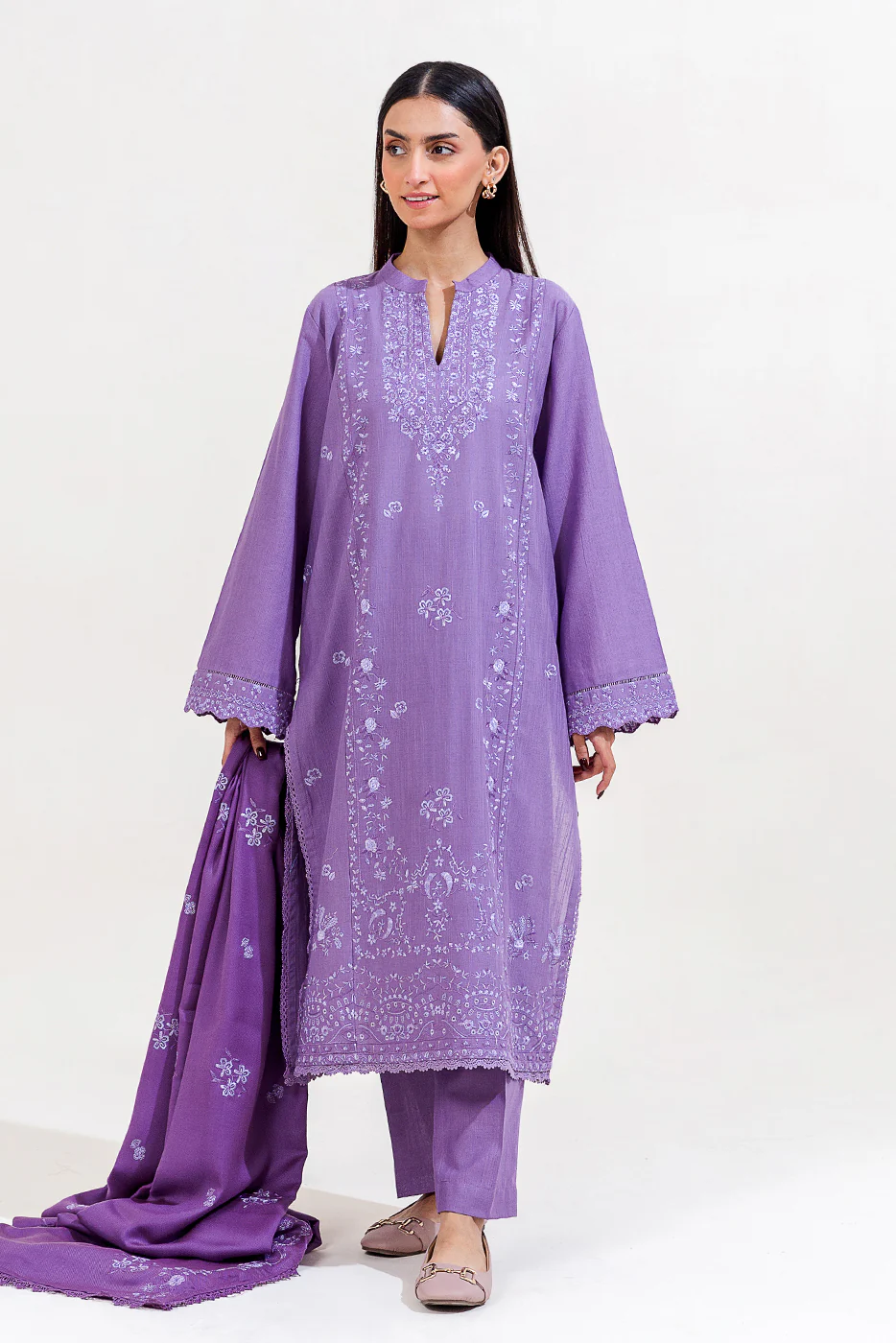 3 PIECE EMBROIDERED KHADDAR SUIT-AMETHYST TALE (UNSTITCHED) - Image 3