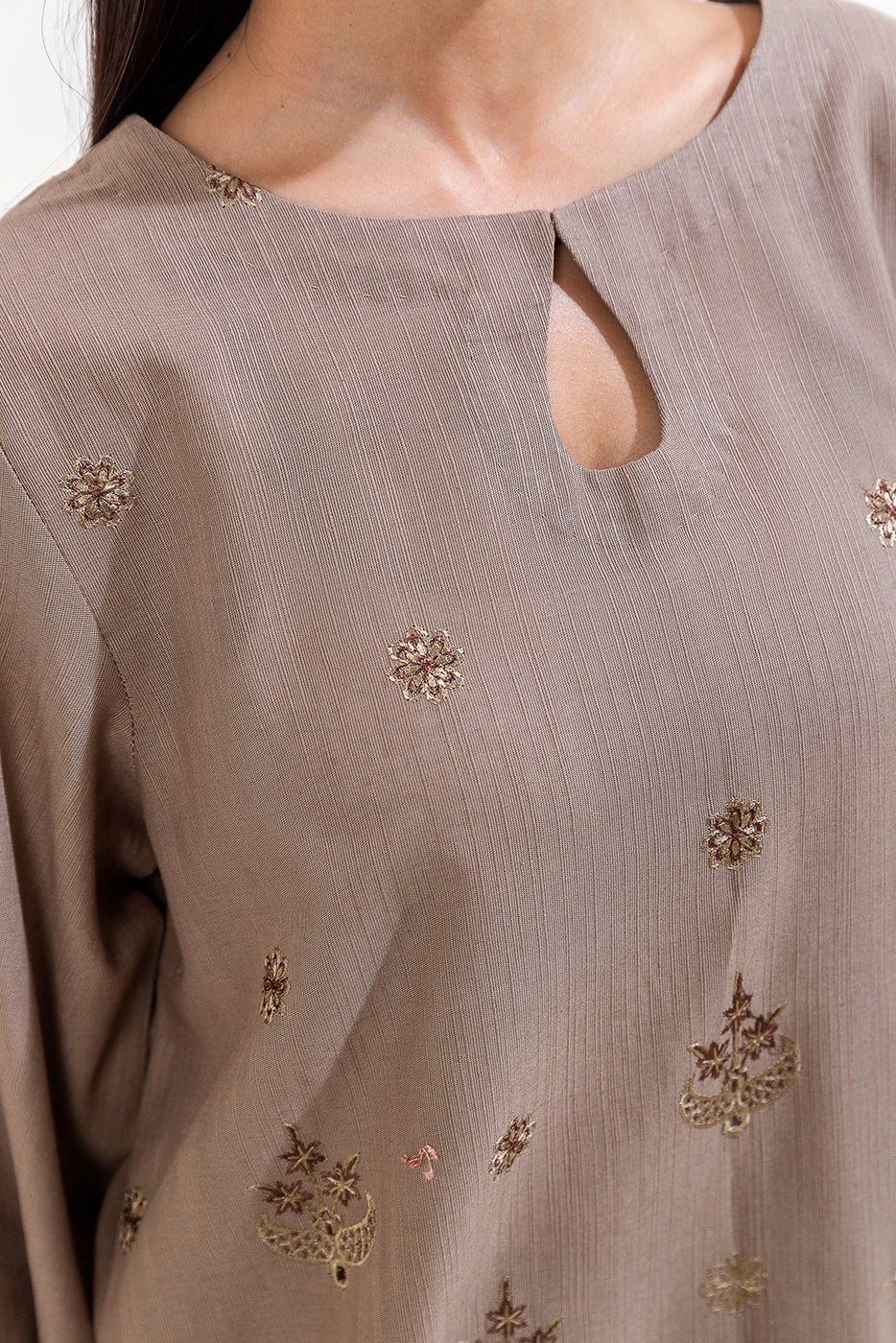 3 PIECE EMBROIDERED KHADDAR SUIT-SLATE TRIBE (UNSTITCHED) - Image 5
