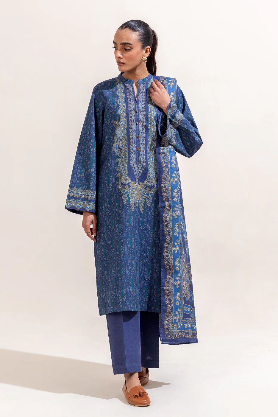 3 PIECE PRINTED KHADDAR SUIT-PARISIAN BLISS (UNSTITCHED) - Image 2