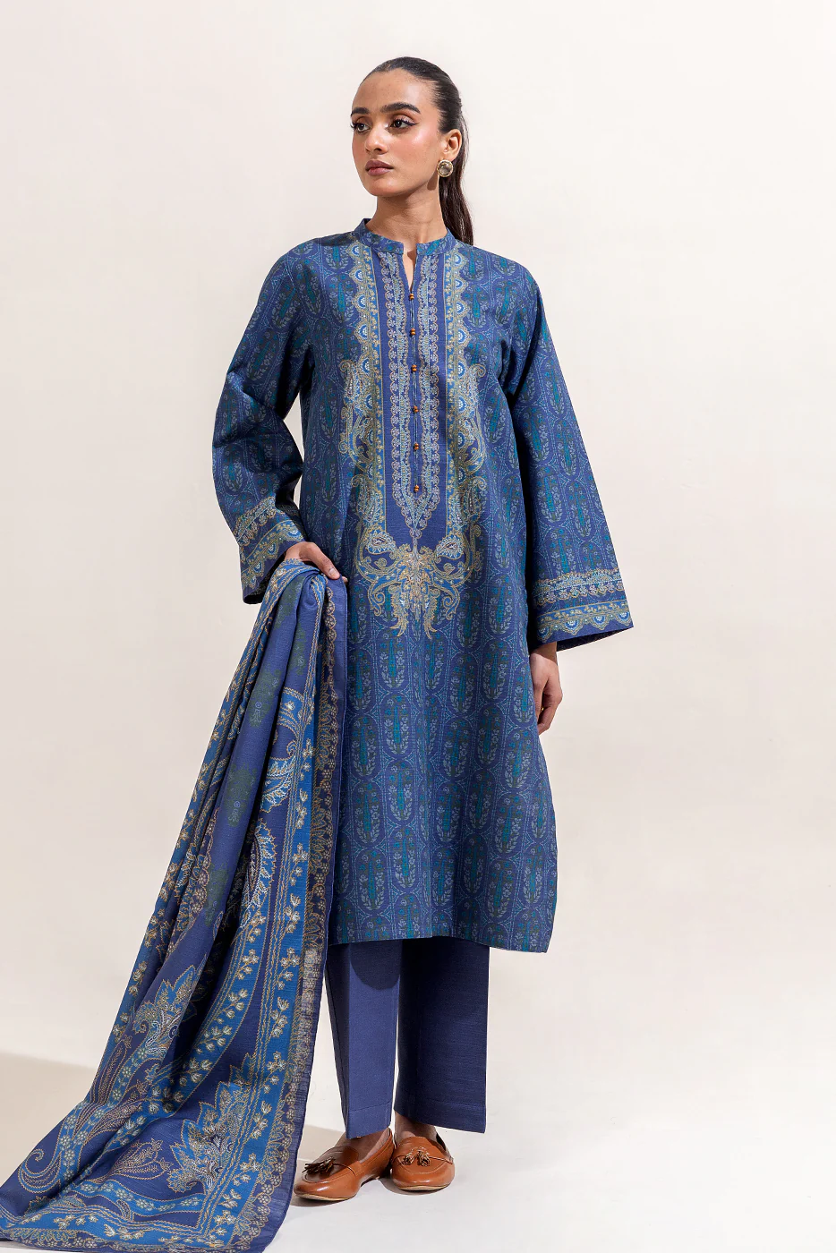 3 PIECE PRINTED KHADDAR SUIT-PARISIAN BLISS (UNSTITCHED) - Image 3