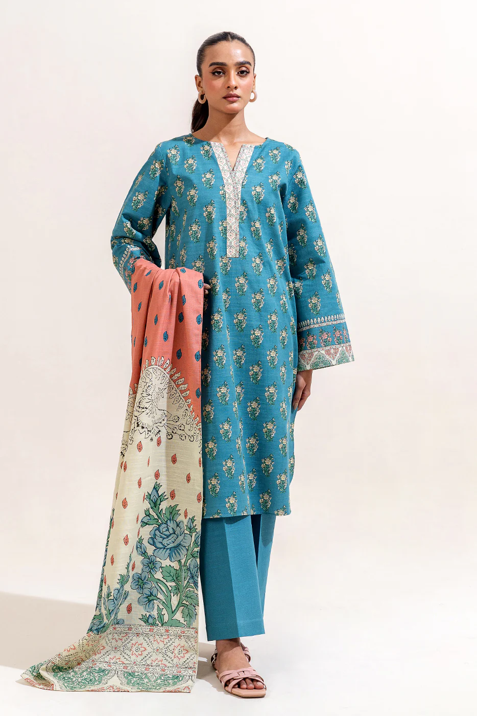3 PIECE PRINTED KHADDAR SUIT-MEDITERRANIAN TIDE (UNSTITCHED) - Image 3