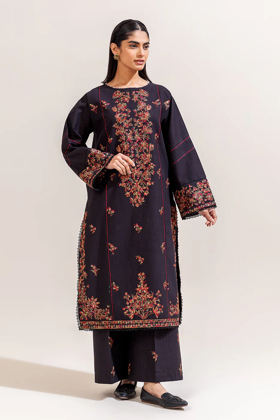 2 PIECE EMBROIDERED KHADDAR SUIT-EBONY CHARM (UNSTITCHED) - Image 2