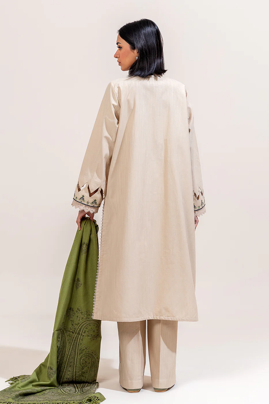 3 PIECE EMBROIDERED KHADDAR SUIT-MUTED TEAK (UNSTITCHED) - Image 3