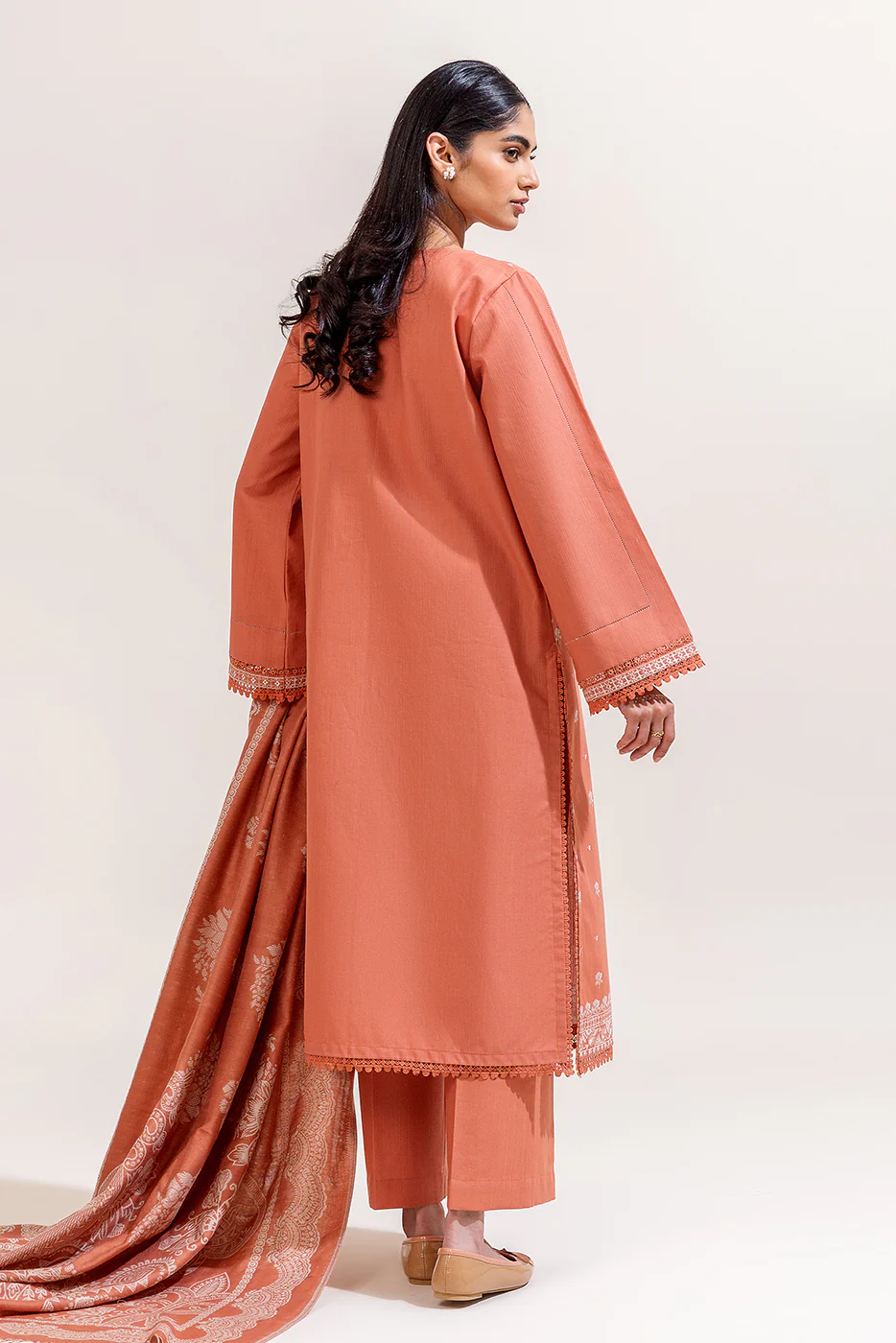 3 PIECE EMBROIDERED KHADDAR SUIT-PINK FLORA (UNSTITCHED) - Image 3