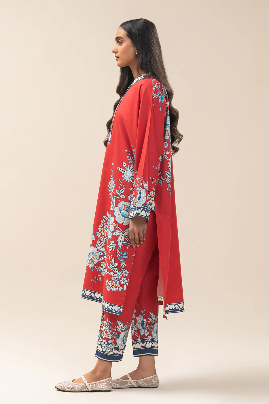 2 PIECE PRINTED COTTON VISCOSE SUIT (PRET) - Image 4