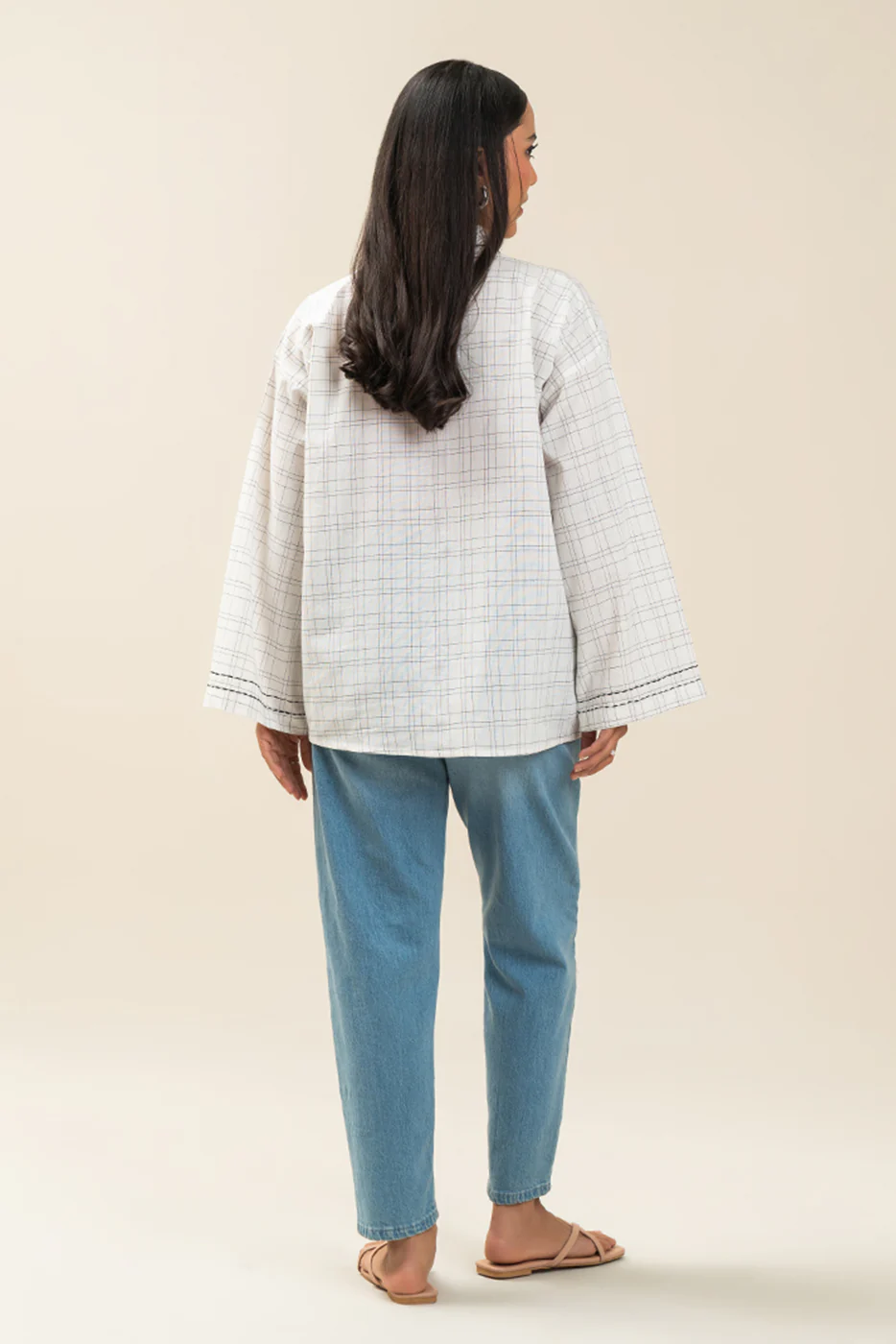 EMBROIDERED  COTTON LINEN TOP (PRET) - Image 5