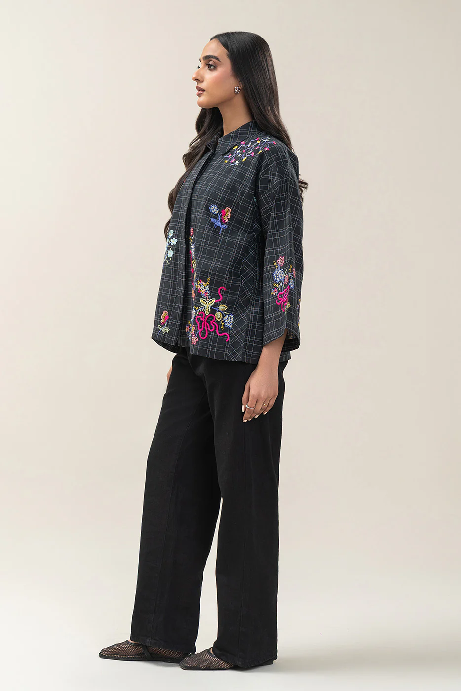 EMBROIDERED COTTON LINEN TOP (PRET) - Image 4
