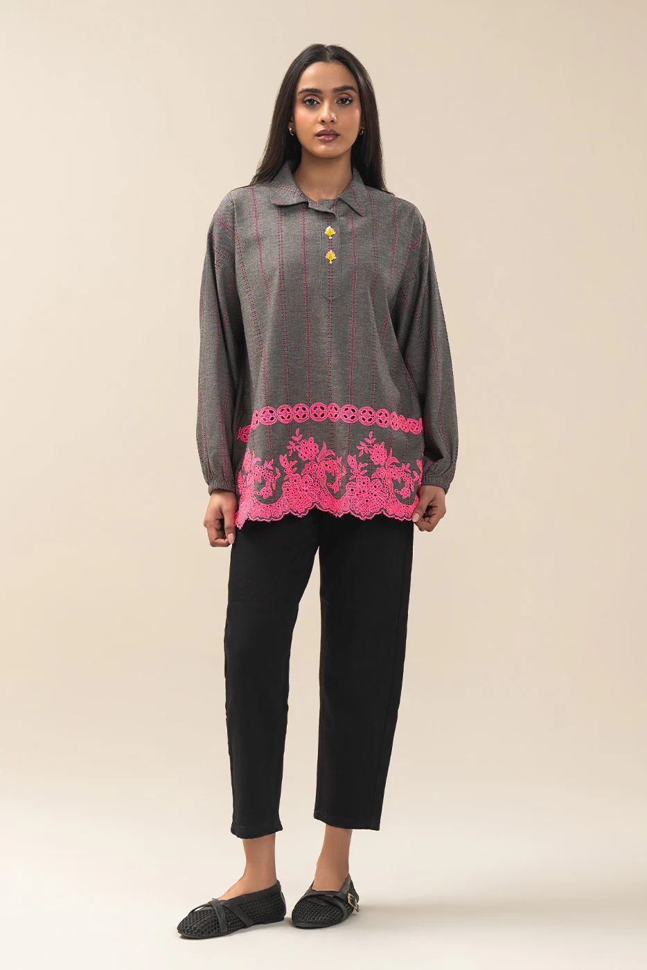 EMBROIDERED DOBBY TOP (PRET) - Image 5