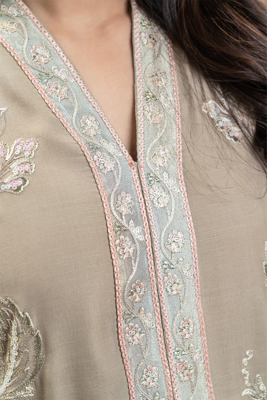 2 PIECE EMBROIDERED RAW SILK SUIT (LUXURY-PRET) - Image 5