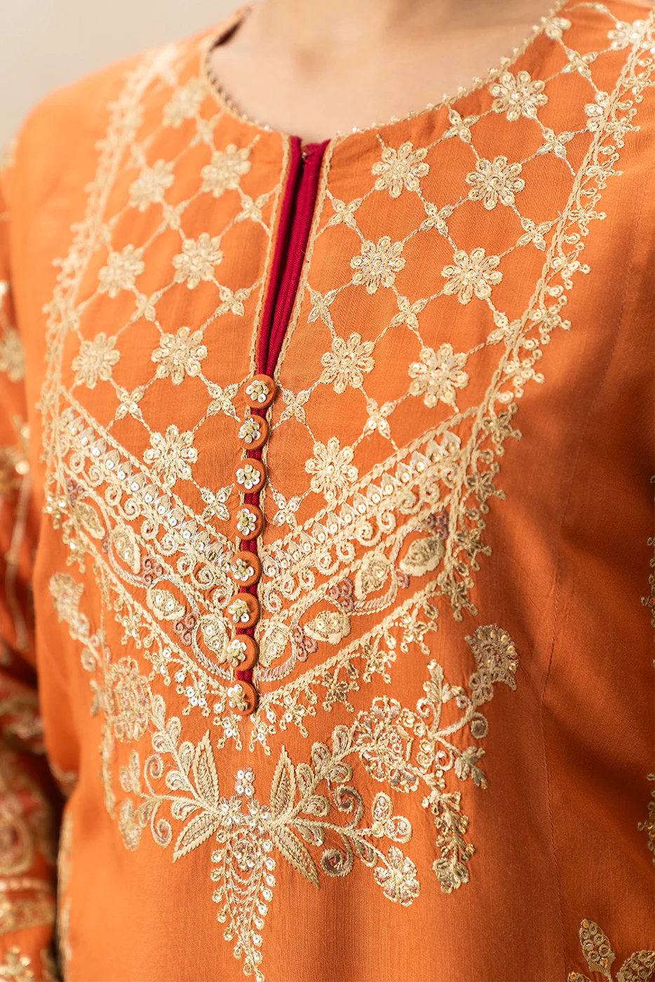 2 PIECE EMBROIDERED RAW SILK SUIT (LUXURY-PRET) - Image 3