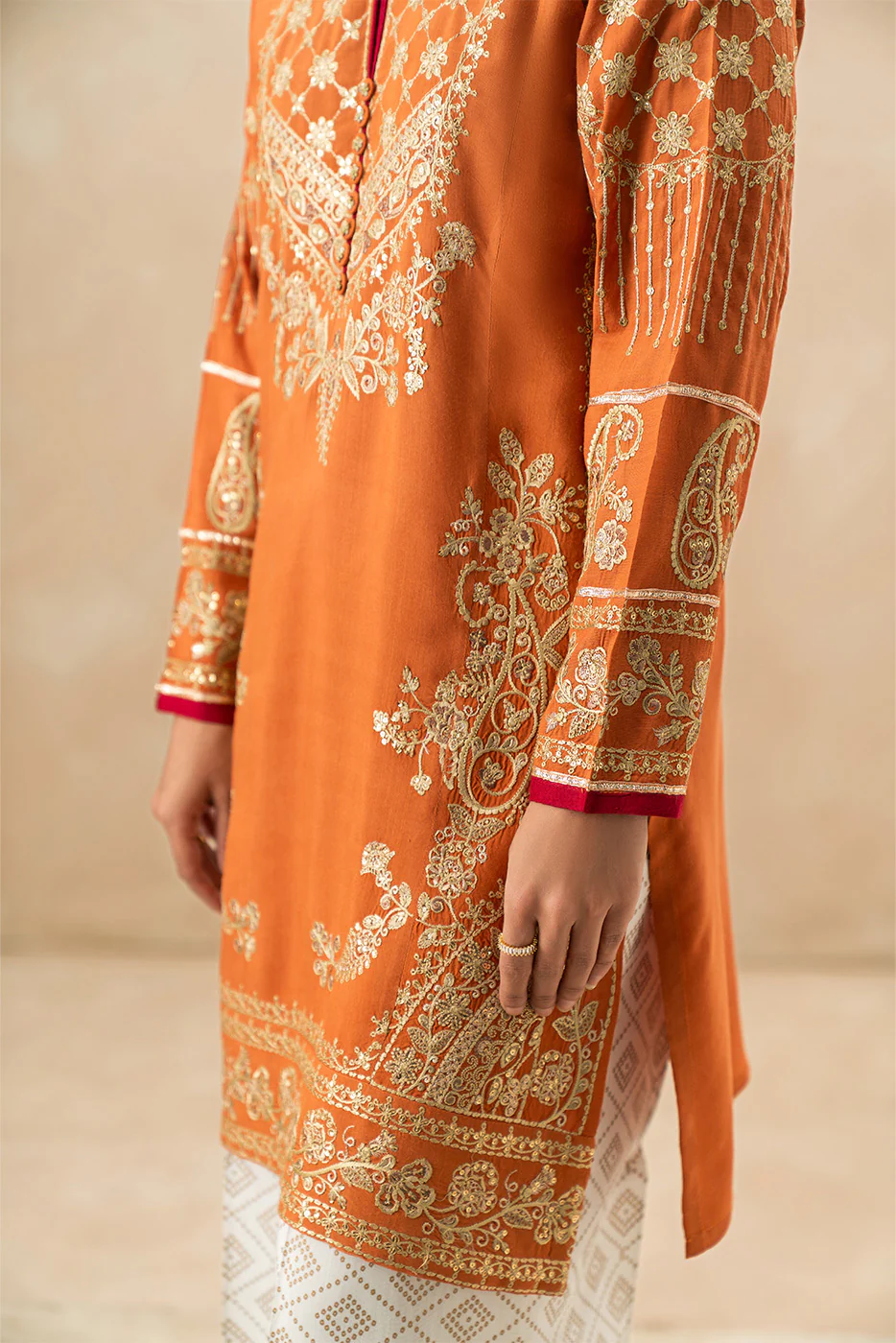 2 PIECE EMBROIDERED RAW SILK SUIT (LUXURY-PRET) - Image 4