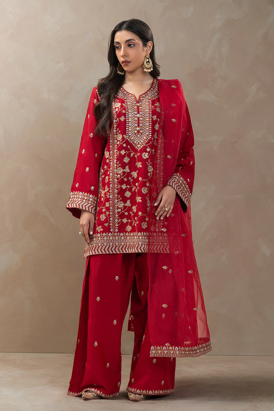 3 PIECE EMBROIDERED RAW SILK SUIT (LUXURY-PRET) - Image 2