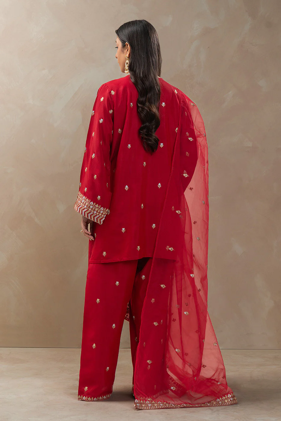 3 PIECE EMBROIDERED RAW SILK SUIT (LUXURY-PRET) - Image 3
