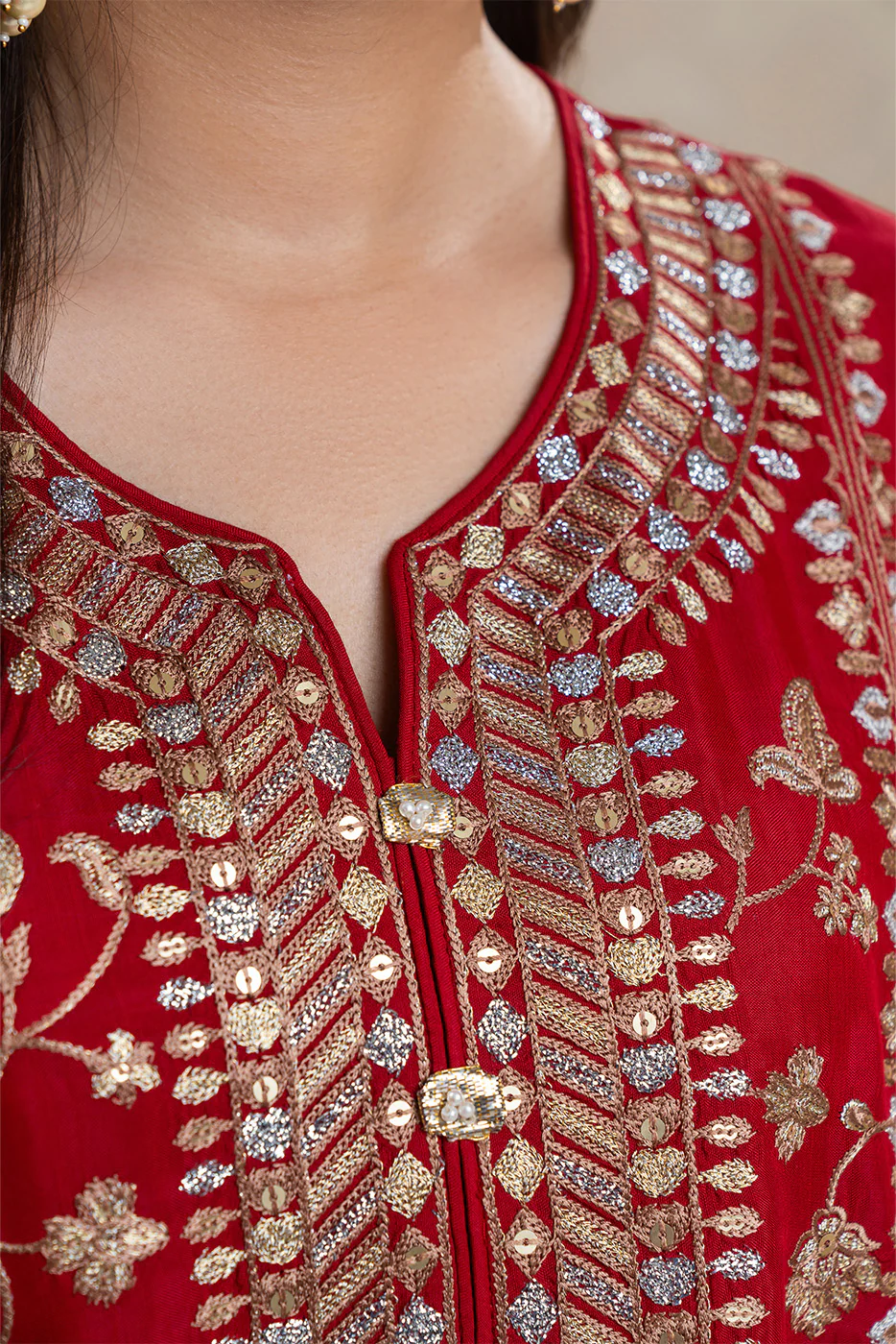 3 PIECE EMBROIDERED RAW SILK SUIT (LUXURY-PRET) - Image 5