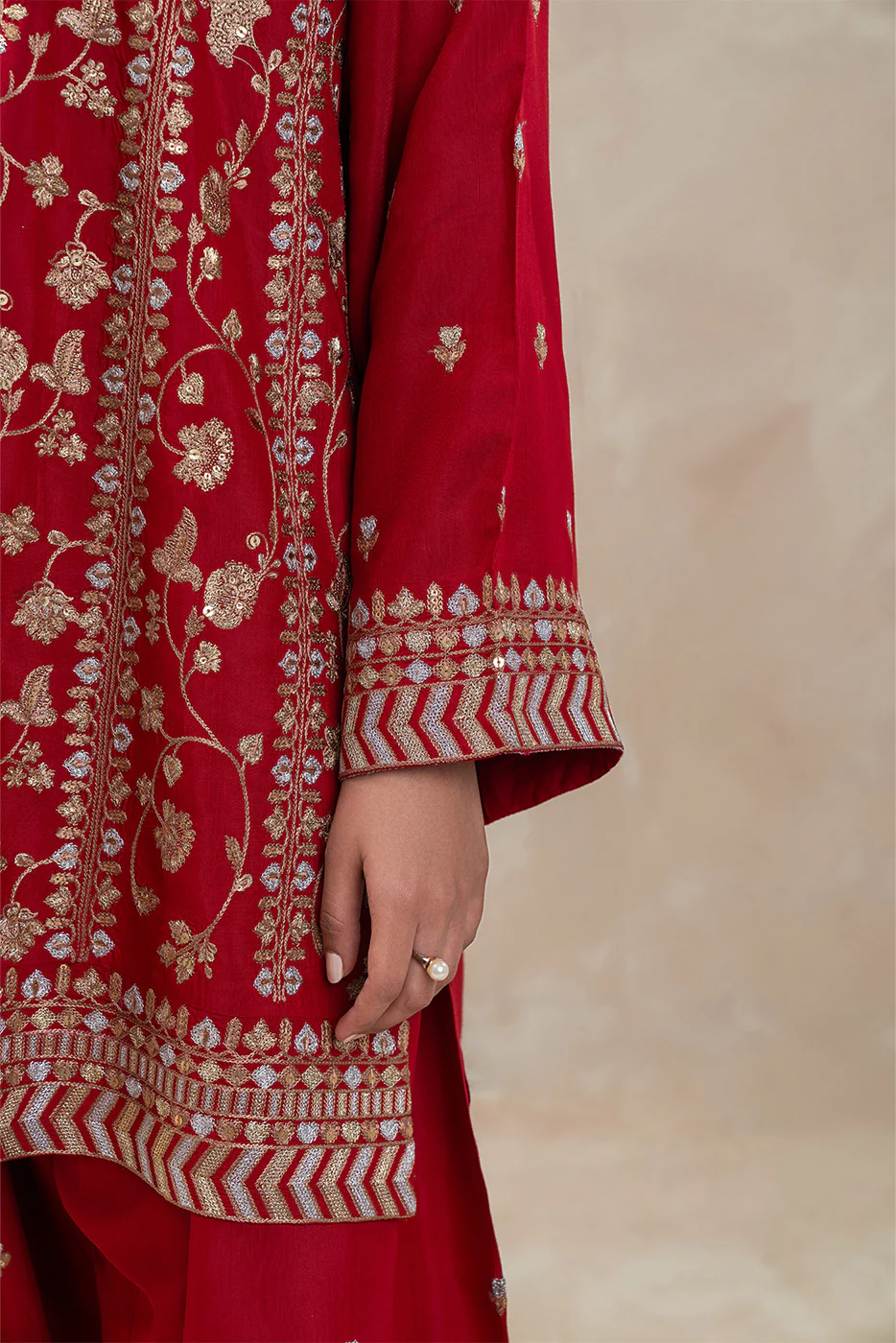 3 PIECE EMBROIDERED RAW SILK SUIT (LUXURY-PRET) - Image 6