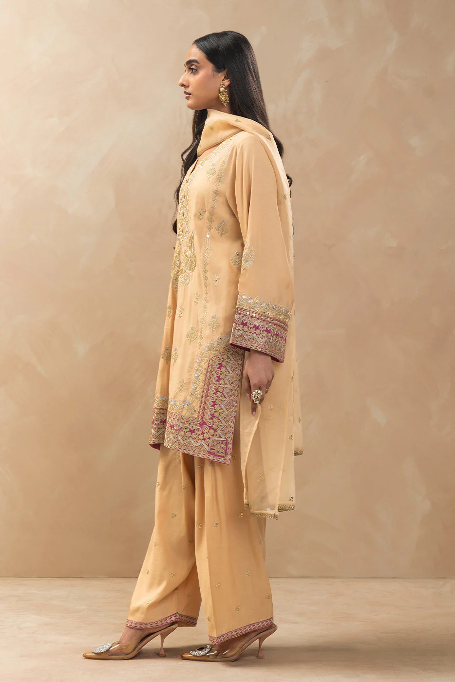 3 PIECE EMBROIDERED RAW SILK SUIT (LUXURY-PRET) - Image 4