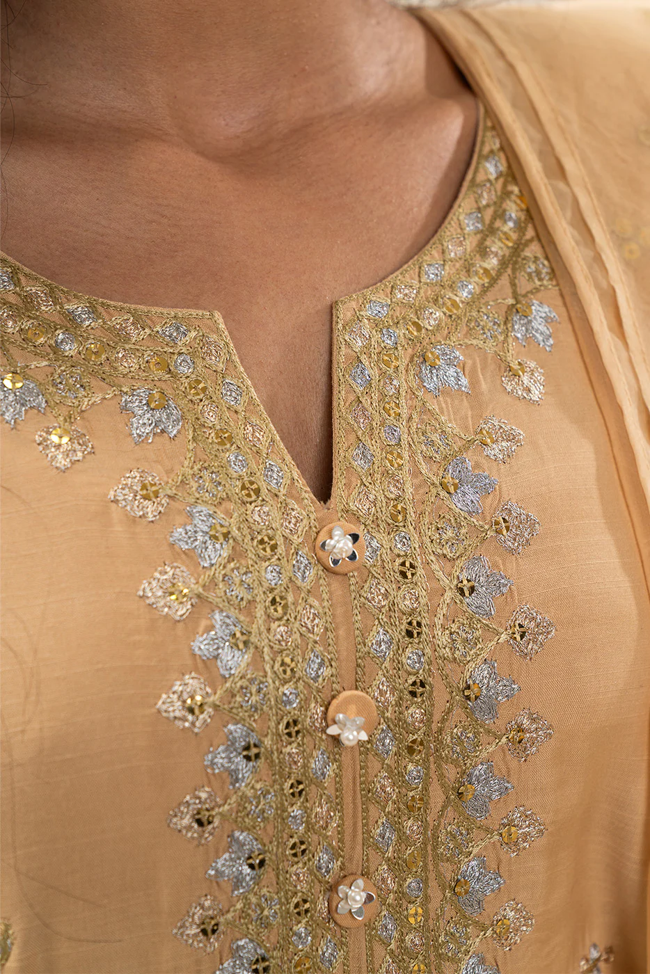 3 PIECE EMBROIDERED RAW SILK SUIT (LUXURY-PRET) - Image 5