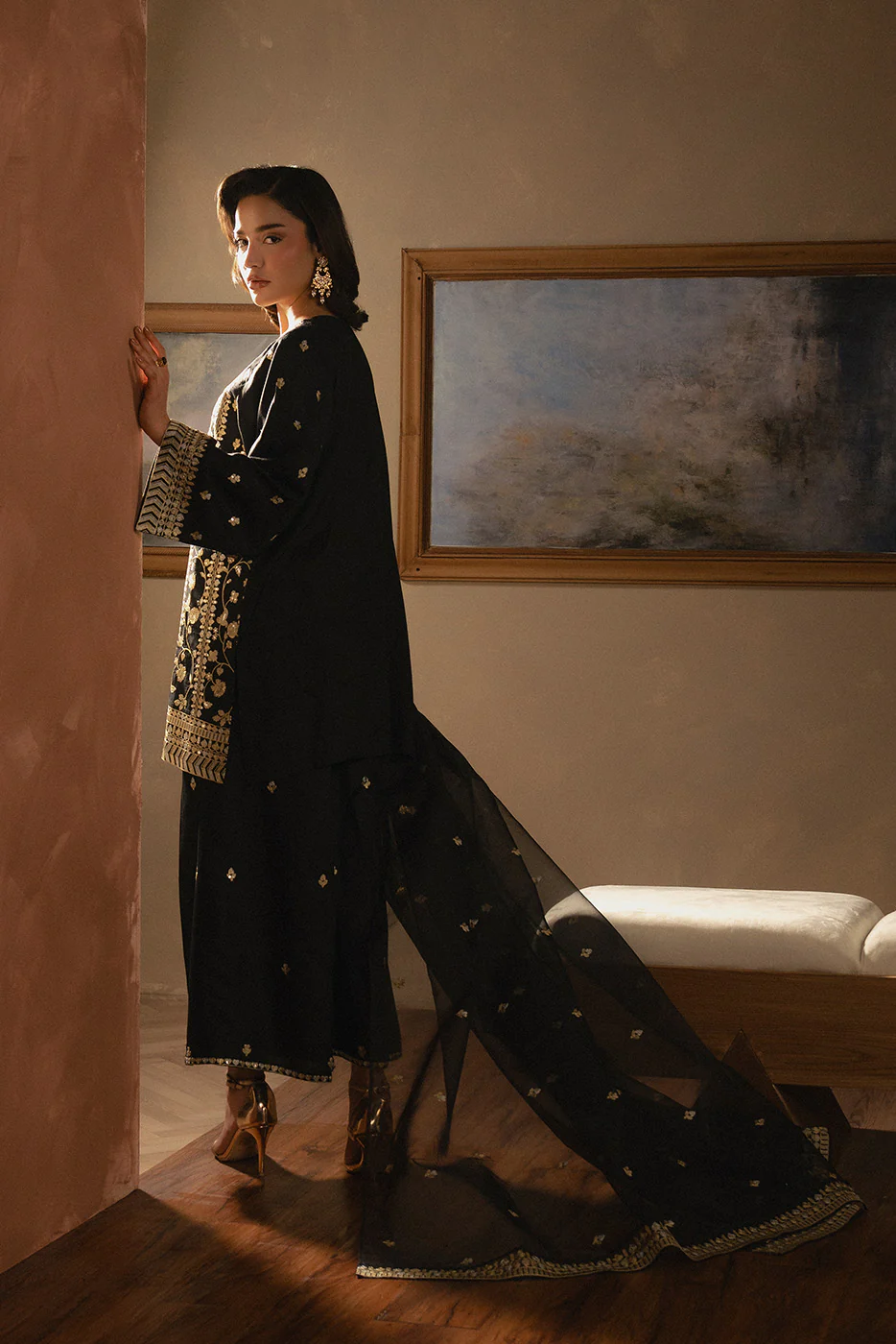 3 PIECE EMBROIDERED RAW SILK SUIT (LUXURY-PRET) - Image 4
