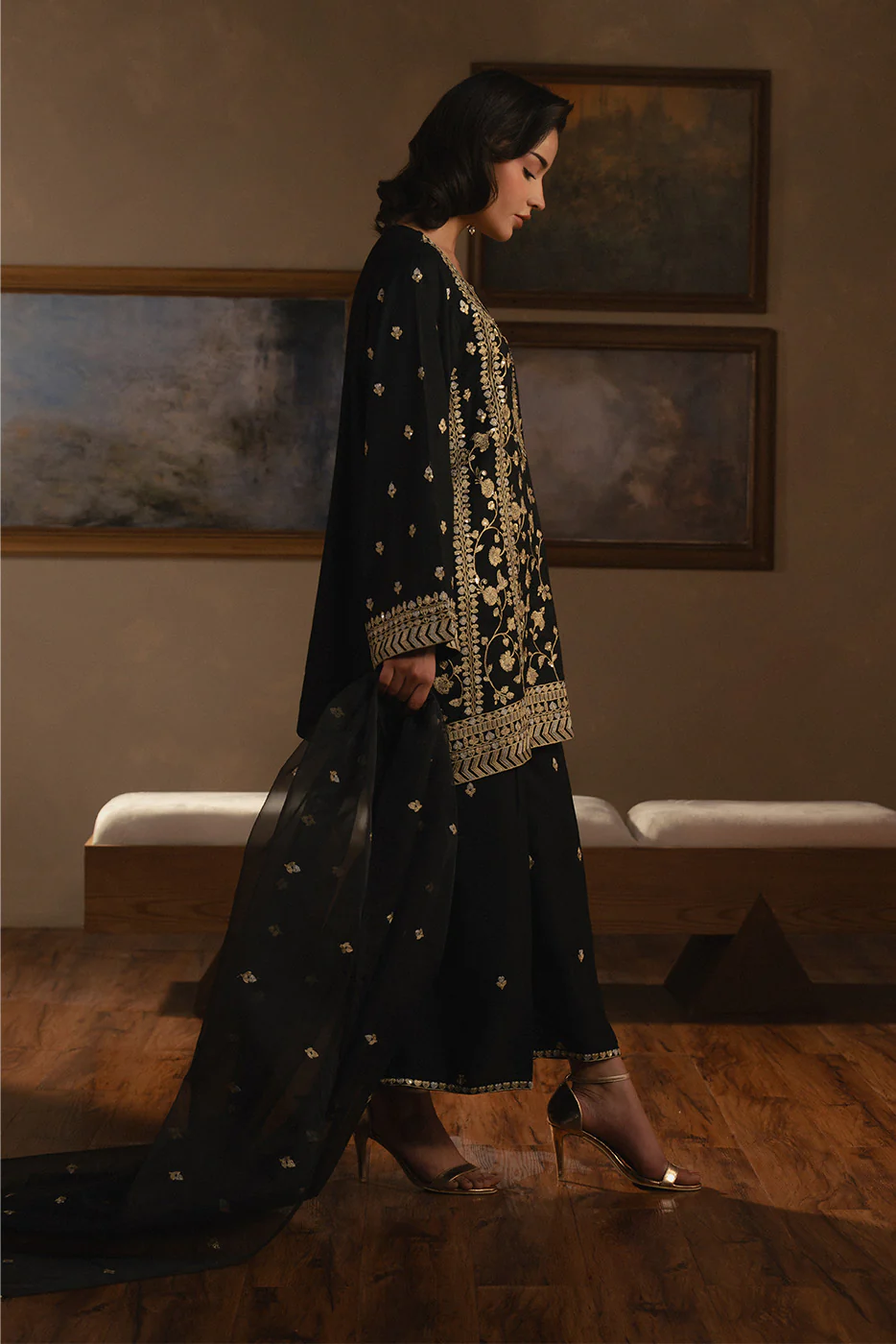 3 PIECE EMBROIDERED RAW SILK SUIT (LUXURY-PRET) - Image 6